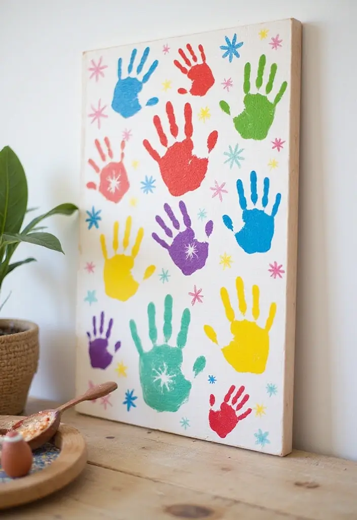 19 DIY Wall Art Ideas That’ll Make Your Walls Pop (You Won't Believe #11!) - 19. Whimsical DIY Wall Art with Kids' Handprints