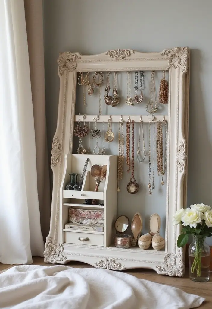 21 Genius Upcycled Crafts That Turn Trash into Treasure (You Won't Believe #11!) - 16. Old Frame Jewelry Organizer