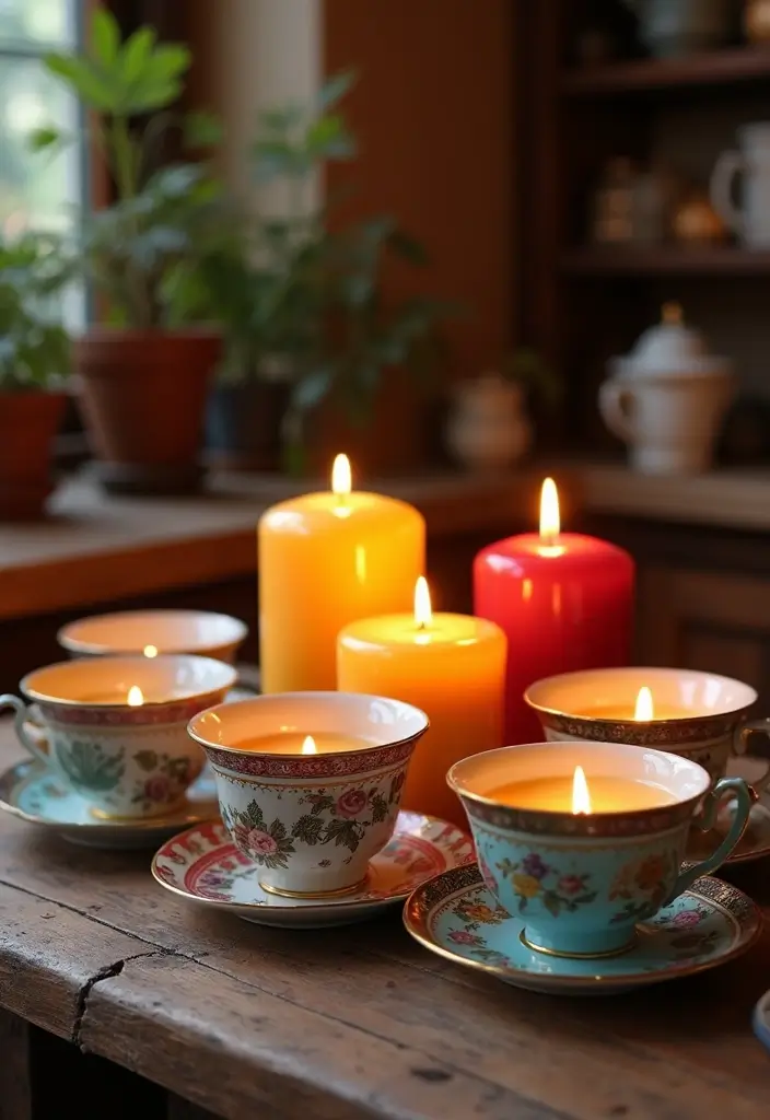 21 Genius Upcycled Crafts That Turn Trash into Treasure (You Won't Believe #11!) - 19. Vintage Teacup Candles