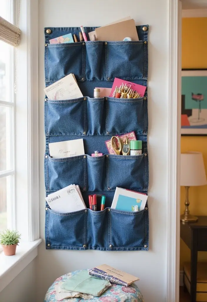 21 Genius Upcycled Crafts That Turn Trash into Treasure (You Won't Believe #11!) - 2. Denim Pocket Organizers