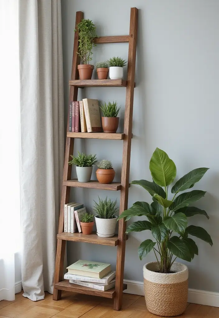 21 Genius Upcycled Crafts That Turn Trash into Treasure (You Won't Believe #11!) - 20. Ladder Shelf