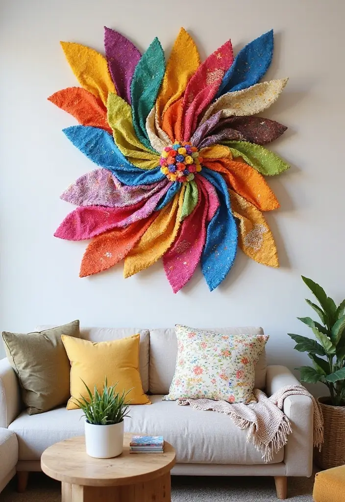 21 Genius Upcycled Crafts That Turn Trash into Treasure (You Won't Believe #11!) - 18. Fabric Scraps Wall Art