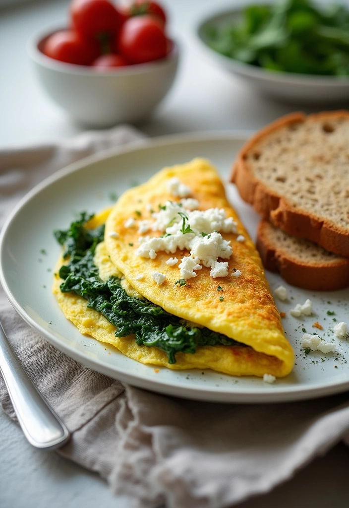 15 Healthy Meals You Can Make in 15 Minutes (You'll Love #6!) - 2. Spinach and Feta Omelette