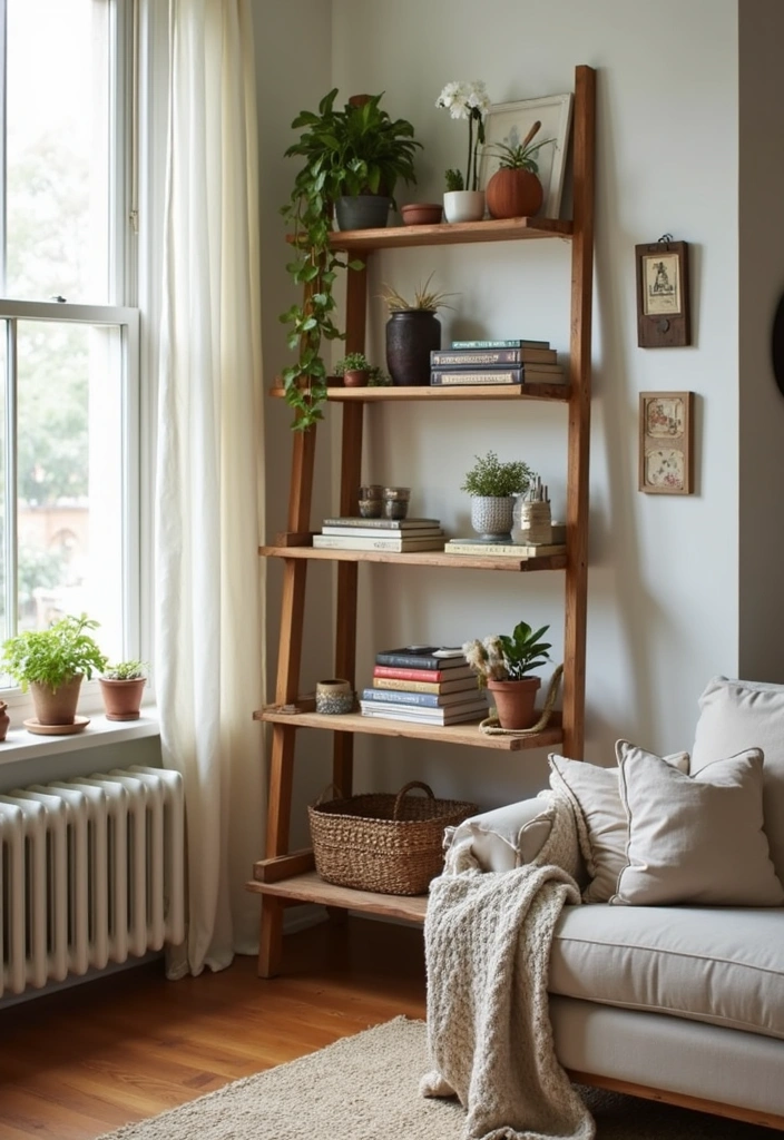 18 Creative Upcycle Furniture Ideas That'll Make Your Home Shine (You'll Love #11!) - 5. Ladder Bookshelf