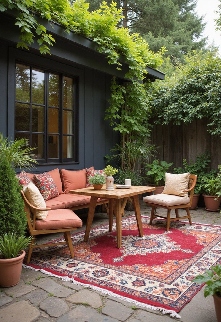 How to Transform Your Patio Decor into a Cozy Entertaining Space - 6. Use Outdoor Rugs to Define Spaces