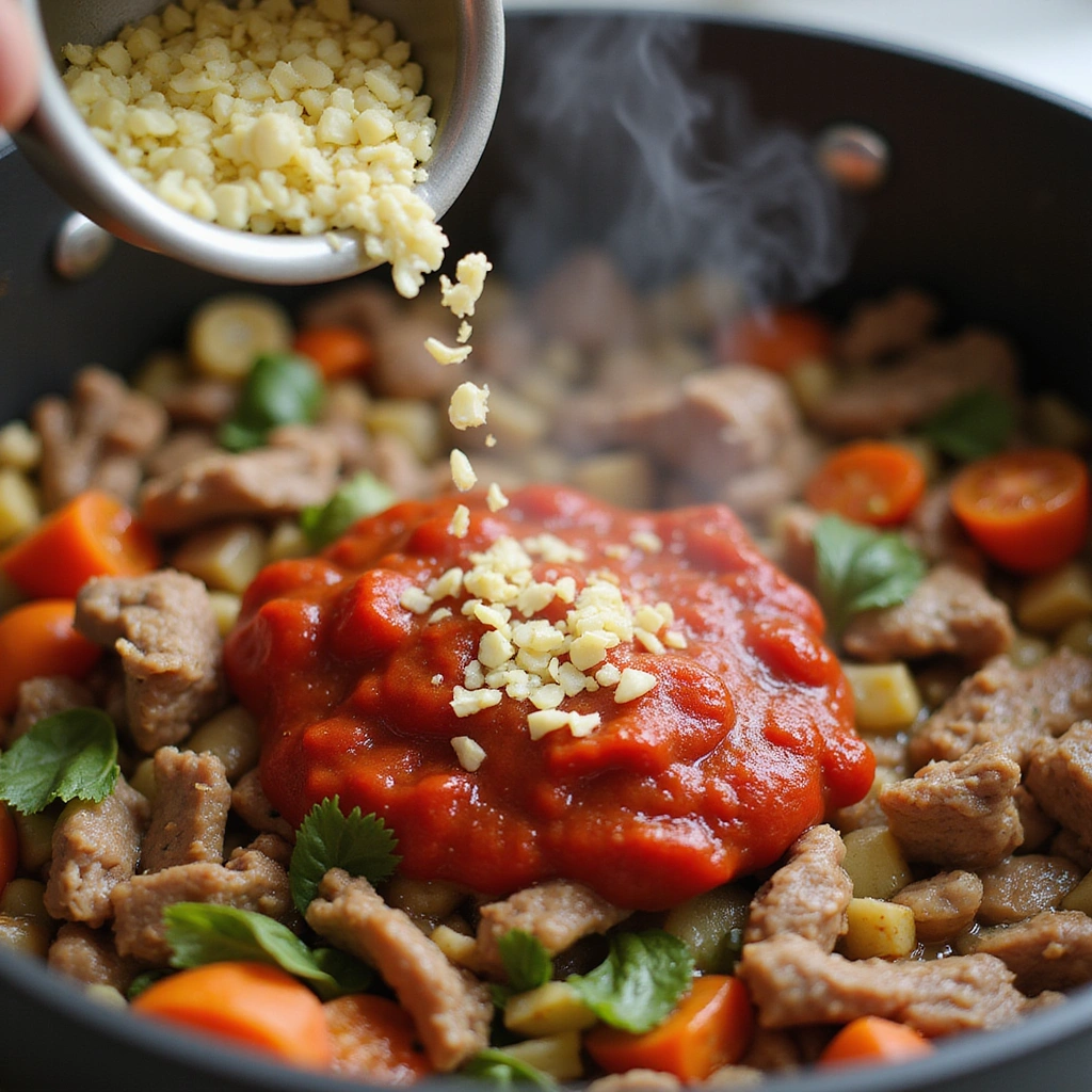 Hearty Spaghetti Bolognese: Comfort Food at Its Best - Step 4: Add Garlic and Tomato Paste