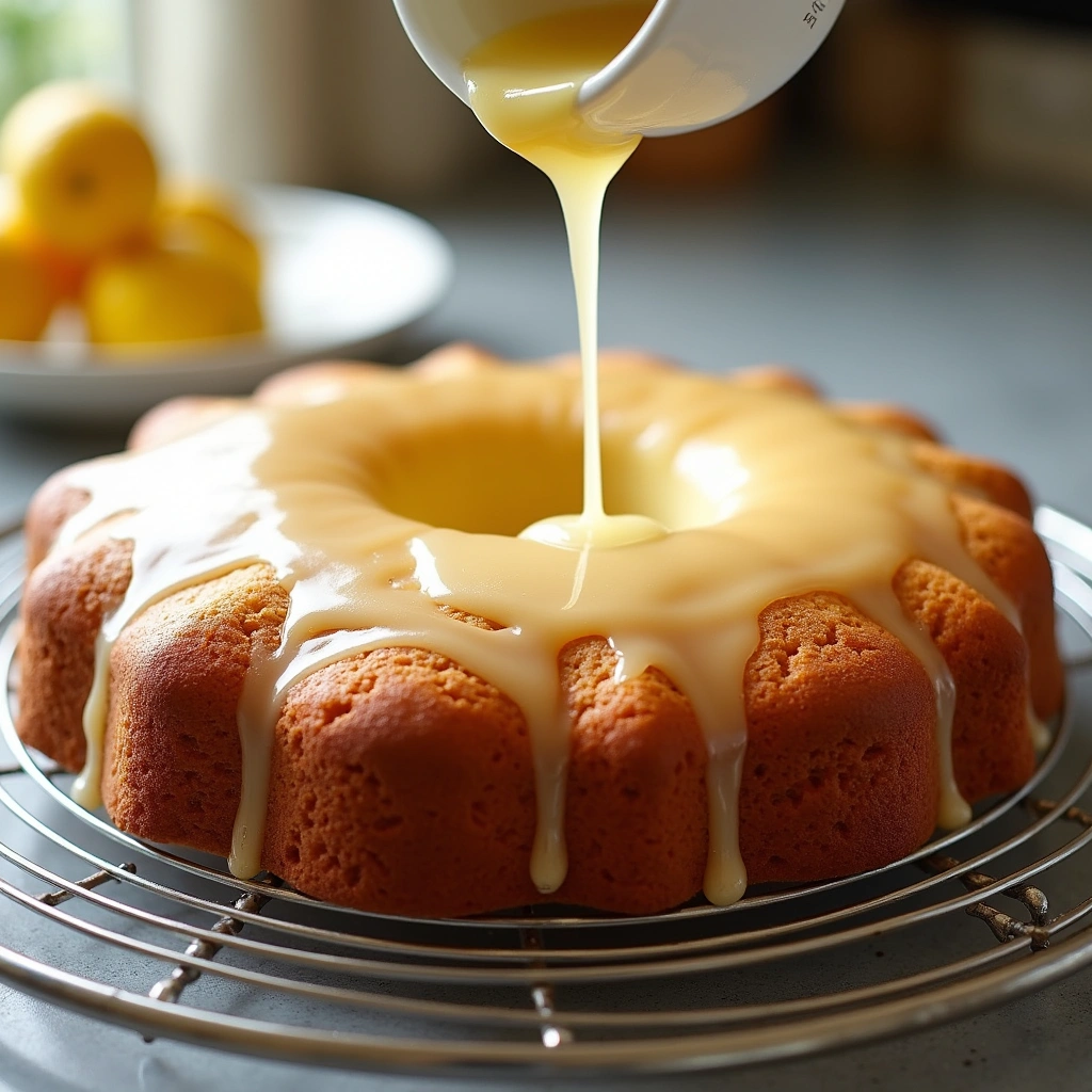 Lemon Drizzle Cake: A Bright and Zesty Treat for Your Taste Buds - Step 10: Glaze the Cake
