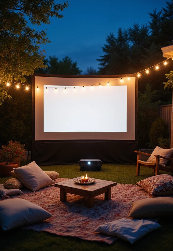 16 Backyard Ideas That’ll Turn Your Outdoor Space into a Relaxation Paradise! (You’ll Love #4!) - 9. Outdoor Movie Setup