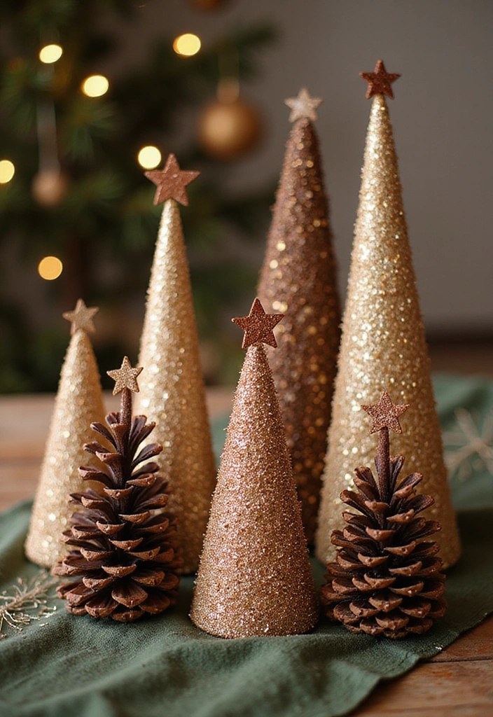 22 Magical Christmas Crafts to Spread Holiday Cheer (Don't Miss #8!) - 10. Glittery Pinecone Christmas Trees