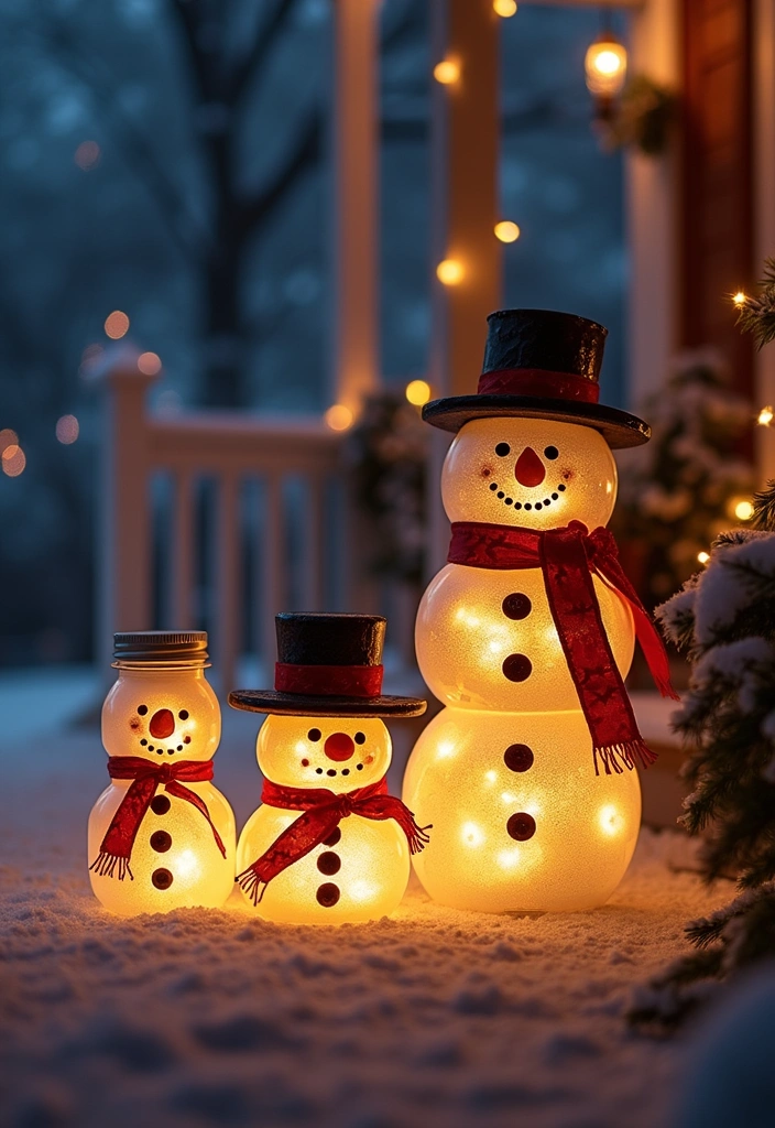 22 Magical Christmas Crafts to Spread Holiday Cheer (Don't Miss #8!) - 18. Snowman Jar Lanterns