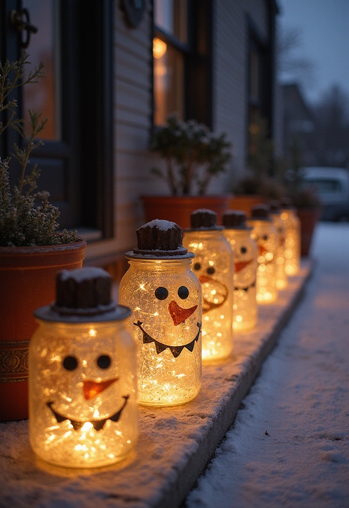 22 Magical Christmas Crafts to Spread Holiday Cheer (Don't Miss #8!) - 18. Snowman Jar Lanterns